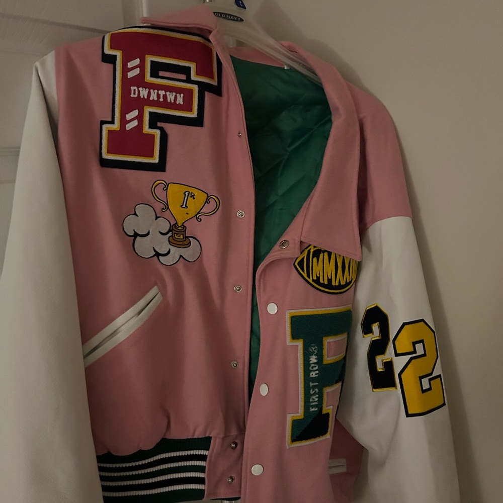 Leather varsity jacket